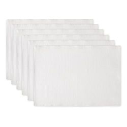 DII Basic Everyday Conjunto de toalhas de mesa individuais caneladas 100% algodão, 13 x 19 polegadas, branco, 6 peças