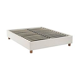 BAÏTA Lit Coffre KORALL Tissu Bouclette écru 140x190 sommier Inclus