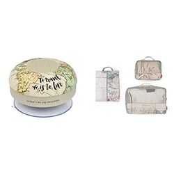Legami - Vivavoce e Speaker Bluetooth® Resistente all'Acqua, 8,5x8 cm, in Silicone e ABS, Tema Travel, Singing in the Shower & Travel Organiser - Set di tre buste da viaggio, stampa: mappa