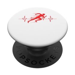 Silhouette Run Design, grafica della maratona, corsa a battito cardiaco PopSockets PopGrip Intercambiabile