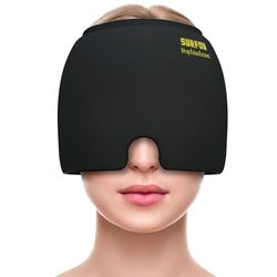 SURFOU Cappello per Emicrania 360º e Cappello Sollievo, Ghiaccio gel Riutilizzabile Copricapo, Fascia mal di Testa, Terapia del Freddo Cappello, Allevia Emicrania, Sinusite, Mal di Occhi, Nero