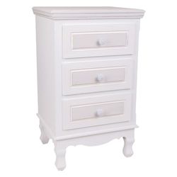Mesita De Noche De Madera De 3 Cajones Blanco