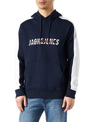 JACK & JONES Heren Jjcut Sweat Hood capuchontrui, navy blazer, S