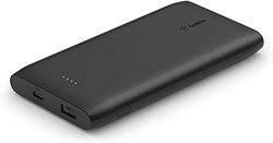 Belkin 10000mAh power bank, USB-C Power Delivery fast charging portable charger with 18W USB-C and 12W USB-A ports, 10K travel battery pack for Samsung Galaxy, Pixel, iPhone, iPad, tablets – Black