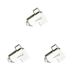 Integral 16GB 360-Dual USB 3.0 Type C & Type A Flash Drive with Solid Metal Casing, Fast Transfer Speeds and Simply Plug & Play (Pack of 3)