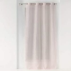 Douceur d'Intérieur, Zazy Woven Linen Effect Net Curtain with Eyelets 140 x 280 cm Pink
