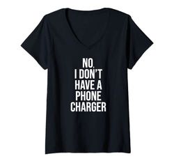 Womens No I Don't Have A Phone Charge Funny Bartender Barman V-Neck T-Shirt