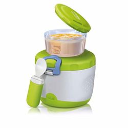 Chicco Easy Meal, Termo para la Papilla, Tupper Conjunto de Dos Recipientes para Comida y Cuchara para Potitos. Mantiene la Temperatura Hasta 6 Horas, sin BPA - 6+ Meses, Verde