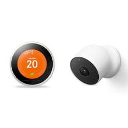 Google T3030EX Nest Learning Thermostat 3rd Generation, White - Smart Thermostat - A Brighter Way To Save Energy, 84.0 cm*84.0 cm*32.0 cm & G3AL9 Nest Cam Security Camera - Smart Home WiFi Camera