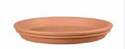 SOTTOVASO IN TERRACOTTA CHIARA, DIAMETRO CM. 41, ALTEZZA CM. 4,8 (ADATTO PER UN VASO CHE HA UNA BASE DI CM. 35) PIEDINI GIARDINAGGIO FIORIERA IN COTTO