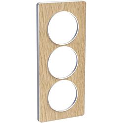 Odace Touch, placca in legno naturale con bordino bianco, 3 posti verticali, 57 mm