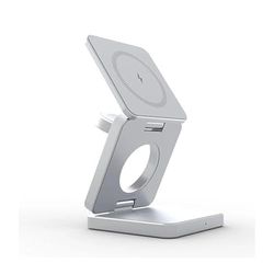Cargador Inalámbrico 2 en 1, Estación de Carga Magnética Compatible con 15/14/13/12 Series, Compatible con Watch 9/8/7/6/SE/5/4/3, AirPods 2/3/Pro