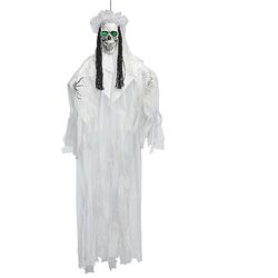 Boland 73093 - Horror Bruid, 160 cm, hangdecoratie voor Halloween met licht, incl. batterijen, Halloween decoratie, horrordecoratie voor themafeest