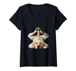 Mujer Labrador Yoga Master: Adorable Flexibilidad Diversión Camiseta Cuello V