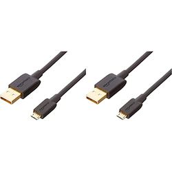 Amazon Basics USB 2.0 A-Male to Micro B Cable, 6 feet, Black & USB 2.0 A-Male to Micro B Cable, 10 feet, Black