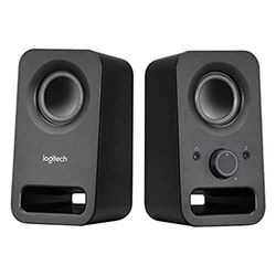 Logitech Z150 Compact Multimedia Stereo Speakers, EU PLUG, 3.5mm Audio Input, Integrated Controls, Headphone Jack, Computer/Smartphone/Tablet/Music Player - Midnight Black