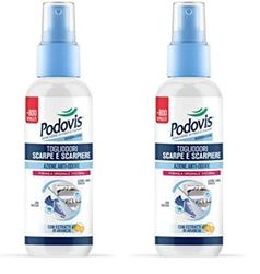 Podovis, Spray Togliodori Scarpe e Scarpiere - Deodorante Scarpe Spray, Formula con Effetto Riserva, Elimina e Previene i Cattivi Odori, Non Macchia i Tessuti, 100 ml, 3 (Confezione da 2)