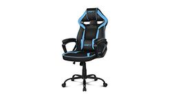 DRIFT Chaise Gaming DR50L Chaise pour joueurs professionnels, Similicuir, Accoudoirs rembourrés, Piston classe 4, Mécanisme basculant, Hauteur réglable, Dossier inclinable, Coussin lombaire, Noir/Bleu