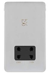 Schneider Electric Ggbl7090Bpcs Lisse rakapparat, 2 gäng, 115/230 V, polerad krom med svart interiör