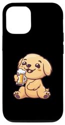 Carcasa para iPhone 13 Pro Perros Golden Retriever con cerveza