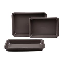 BERGNER - Set med 3 fack för ugnen - Rektangulära källor för Extreme Resistance Ugn - Tillverkad i Non-Stick Steel - Lämplig för ugn och diskmaskin