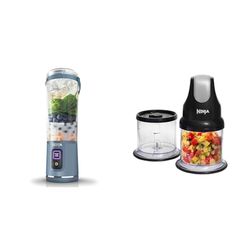 Ninja Blast Portable Blender, 530ml, Leakproof Lid & Sip Spout, Powerful Cordless Mini Blender & Ninja Professional Chopper [NJ1002UKBK] Stackable, 200W, Black