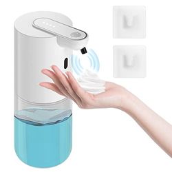 Dispensador automático de jabón, dispensador de jabón de espuma no táctil recargable de 400 ml con 4 cantidades de espuma ajustables, dispensador de jabón eléctrico para montaje en pared con sensor de