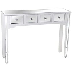 MESA ENTRADA MADERA/ESPEJO C/4CAJONES BLANCO 110X30X80CM