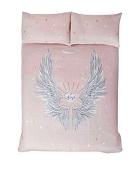 Rapport Angel Wings Glitter Stars King Duvet Quilt Cover Bedding Set Blush