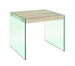 HAKU Möbel Tavolino rovere chiaro, Metallo, vetro di sicurezza 8 mm - Dim. L 40 cm x A 35 cm x P 35 cm, Stile Moderno