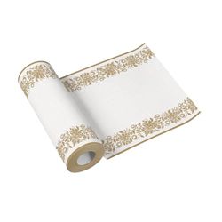 Paw - Camino de Mesa de Papel Airlaid (40 x 2400 cm) I Precortado Cada 120 cm I Decoración de Mesa I Camino de Mesa Moderno I Efecto Tela I Color: Golden Ornament
