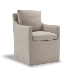 Kislot Upholstered Dining Chairs Casters Modern Accent Armchair with Rollers for Diningroom Bedroom Livingroom Reading Room, Ivory, Single