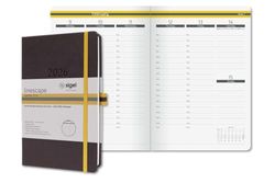 SIGEL L2603 Wochenkalender Linescape 2026, ca. A5, dunkelgrau, gelb: Agenda Linescape, Sun, Hardcover