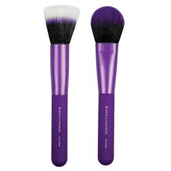 MODA Royal & Langnickel Travel Size EZGlam Duo Flawless Face 2pc Makeup Brush Set Includes - Duo Fiber and Powder Brushes, Purple