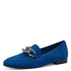 MARCO TOZZI Slipper Donna in Pelle con Tacco a Blocco, Blu (Royal), 38 EU