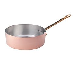 Pentole Agnelli ALCM107M20 Casserole basse en cuivre martelé étamé avec 1 poignée en laiton, 20 cm