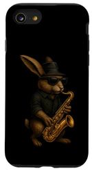 Cute Rabbit Bunny Playing Saxophone Rabbits Musician Music Case for iPhone SE (2020) / 7/8