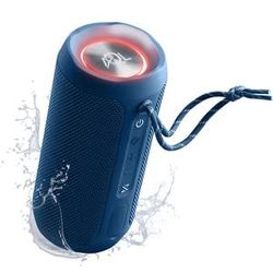 AQL Glow | Cassa Impermeabile Portatile Bluetooth - Speaker con 10Watt di Potenza - Durata Batteria 6 Ore - Portata 10 Mt - Ingresso AUX - Colore Blu