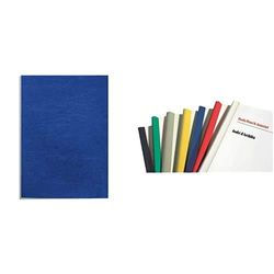 Fellowes 5371305 Copertine Delta FSC, Formato A4, Confezione da 100 Pezzi, Blu + Fellowes D106BL Dorsini Rilegafogli, Diametro 6 mm, Confezione da 50 Pezzi, Blu