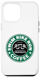 Custodia per iPhone 14 Plus Swim Bike Run COFFEE Triathlon Triathlete Inspired Design