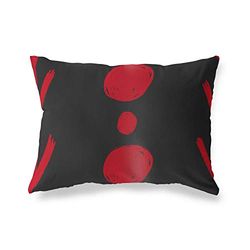 BonaMaison Rouge-Noir Housse de Coussin Motif, Taie d'oreiller pour Lit Voiture Canapé Maison Salon Chambre, Décoration D'intérieur, 45x60 Cm - Conçu et Fabriqué en Turquie