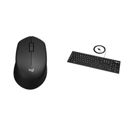 Logitech M330 SILENT PLUS & Amazon Basics Low-Profile Wired USB Keyboard