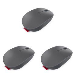 Lenovo Go Ratón Inalámbrico Multidispositivo (hasta 3 Dispositivos Emparejados, Sensor Óptico Azul, 3 Botones, Rueda de Desplazamiento, USB-C) - Color Gris Tormenta (Paquete de 3)