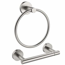 RARXTR Portarotolo di carta igienica spazzolato e anello portasciugamani in acciaio inox SUS304, set di 2 pezzi con doppio palo girevole porta rotolo di carta igienica montaggio a parete e set porta
