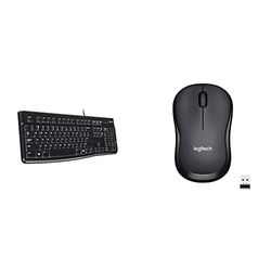 Logitech K120 Tastiera Cablata per Windows, USB Plug-and-Play, Tasti Silenziosi Ribassati & M220 Mouse Wireless, Pulsanti Silenziosi, 1000 DPI