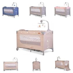 Cangaroo Once upon a Time reisbed, 2 niveaus, zijingang, matras, mobiel, kleur: beige