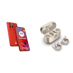 Moto Edge50 Neo Pantone Poinciana with CO2 Offset and Moto buds loop w/crystals by Swarovski