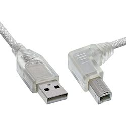 InLine 34520R USB 2.0 kabel, A till B, vinklad, höger, transparent, 2 m