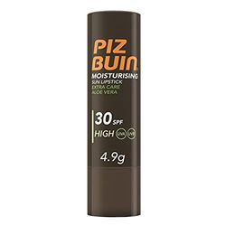 PIZ BUIN Moisturising Stick Solare per Labbra SPF 30, Burrocacao protezione solare alta, Balsamo labbra con filtro solare UVA/UVB, Aloe Vera e Vitamina E, Burrocacao labbra resistente all'acqua, 4.9 g