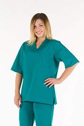Gima – kasack av 100% högkvalitativ bomull, sjukhusuniform, grön färg, unisex, V-ringning, halskotor, M-storlek, professionell linje för läkare, veterinärer, sjukvård.